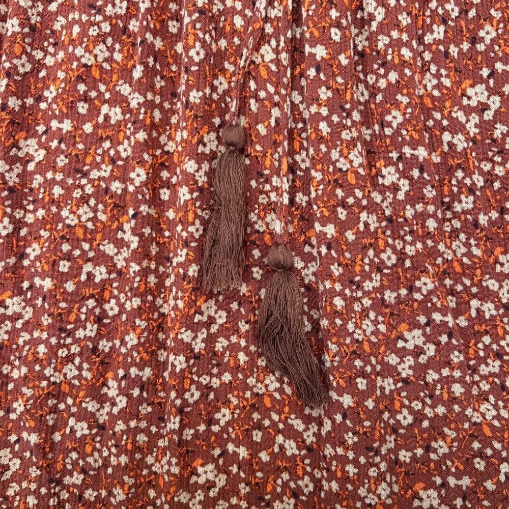 Anthropologie Uncle Frank Tiered Ditsy Floral Boho Dress XS Tassel Ruffle Cottag - Picture 5 of 5